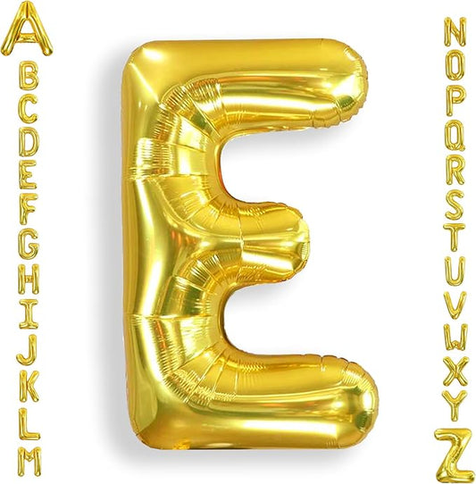 AULE 40 Inch Big Letter Balloon Gold E Large Foil Helium Alphabet Balloons A-Z for Birthday Anniversary Graduation New Year Party Decoration Supplies