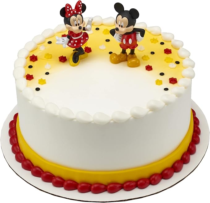 DecoSet® Disney Mickey Mouse and Minnie Mouse Cake Topper, 2-Piece Topper Set, Durable Food-Safe Plastic
