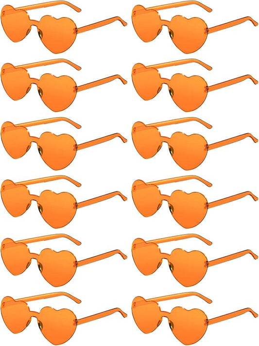 12 Pairs Heart Shaped Sunglasses for Women Colorful Glasses Fun Trendy Transparent Heart Sunglasses Party Favor
