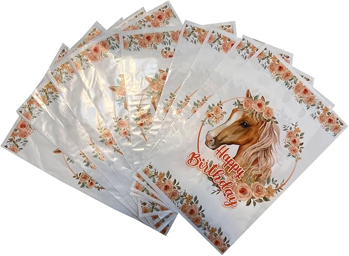 LYK 30PCS Horse Party Favor Bags Pony Themed Plastic Horse Treat goody Bags Horse and Pony Goodie Bags with Handles for Horse and Pony Themed Party Supplies