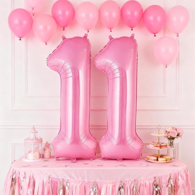 Pink Number 11 Balloons, Big Large Foil Number Balloons, Jumbo Giant Mylar Balloons for Birthday Party Decorations Supplies Anniversary (Number 11)