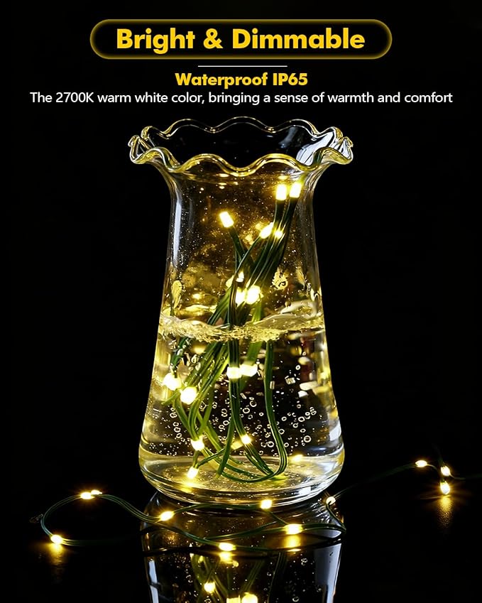 Outdoor String Lights, 328FT 1000 LED Fairy Lights, IP65 Waterproof Outside with Remote, 8 Lighting Modes Dimmable Timer Hanging LED Lamp for Camping Garden Patio Christmas Decor Yard Fence Tree