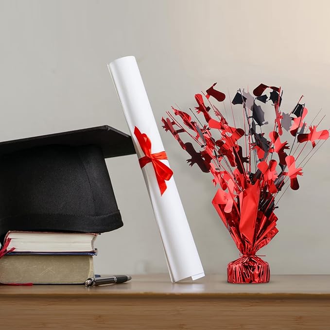 Jetec 3 Pcs Graduation Table Centerpieces Graduation Table Decoration Glitter Foil Graduate Centerpieces for 2026 Grad Party Graduation Certificates(Red)