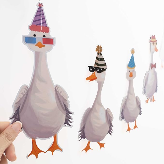 Cheerland Silly Goose Party Decorations Garland Birthday Banner Garden Tea Party Hanging Funny Goose Go Duck Decoration Supplies Farm Themed Cute Boys Girls Baby Shower Decor for Spring Garden Parties