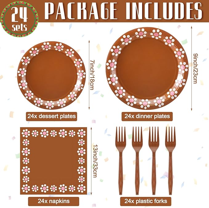AmazingSpark 122 Pcs Cielito Lindo Party Decoration Platos De Barro Mexicanos Fiesta Talavera Paper Plates Mexican Napkins Forks Tableware Set for Cinco De Mayo Baby Shower Weeding Supplies, Serve 24