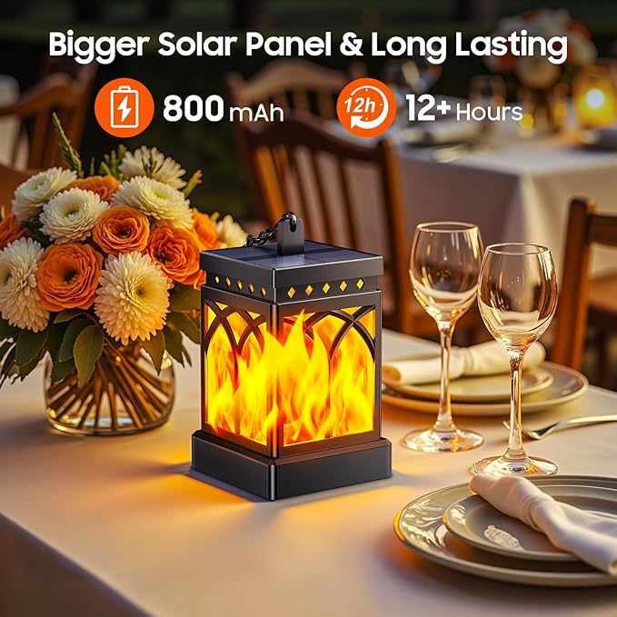 KOOPER 6 Pack Solar Lanterns Outdoor Waterproof, Upgraded Flickering Flame Modes + Constant Modes Hanging Solar Lantern Lights for Outside, Lanterns Decorative Outdoor for Garden Table Yard Tree Decor