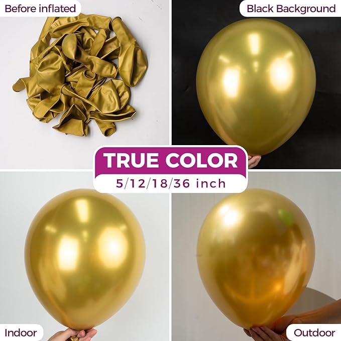 Bezente Metallic Gold Balloons 18 Inch - 30 Pack Large Thick Gold Balloons Big Round Chrome Gold Latex Balloons for Wedding Bridal Shower Graduation Birthday Party Decorations