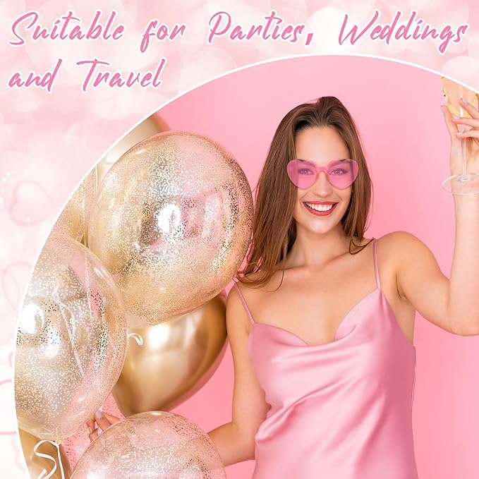 28 Pack Heart Shaped Sunglasses for Women Rimless Heart Glasses Bulk Mardi Gras Candy Color Sunglasses for Party