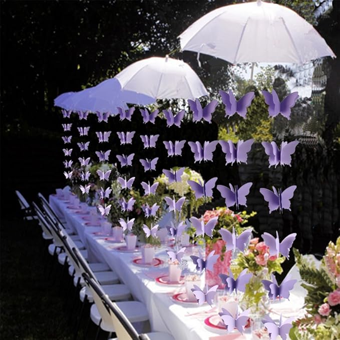 Butterfly Banner Decorative Paper Garland for Wedding Baby Shower Birthday Party Theme Decor 110 Inches Pack of 2 Pieces Light Purple