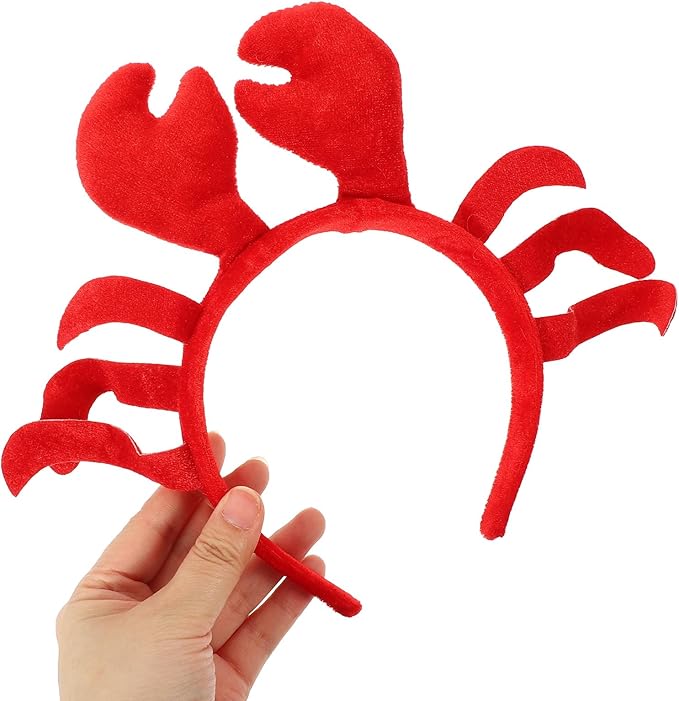 INOOMP Crawfish Headband Lobster Head Bopper Lobster Headband Red Headwear Costume Animal Cosplay for Halloween Dress Up Christmas Party