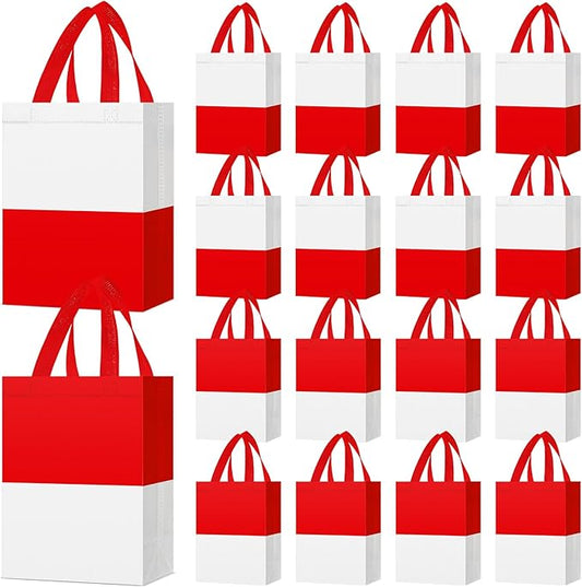 Locmeo 24 Pcs Party Favor Bags with Handles Reusable Non Woven Gift Bags for Girl Boy Birthday, 8 x 4 x 10 Inch
