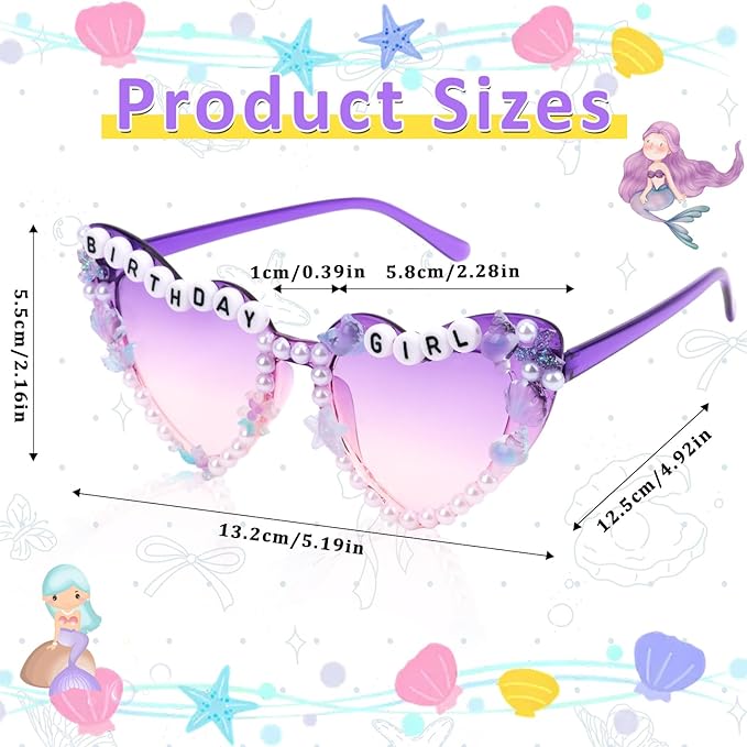 CIEHER Birthday Glasses for Women Girls Rhinestones Birthday Sunglasses Birthday Accessories Party Favors
