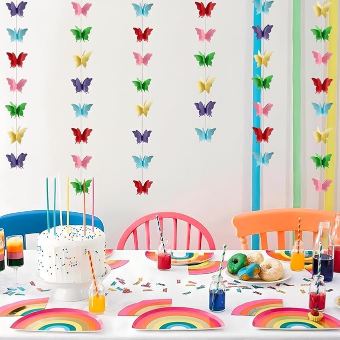 Butterfly Decorations, Butterfly Birthday Decorations for Wedding Baby Shower Birthday Party Decorations Rainbow Pack of 4, 10001