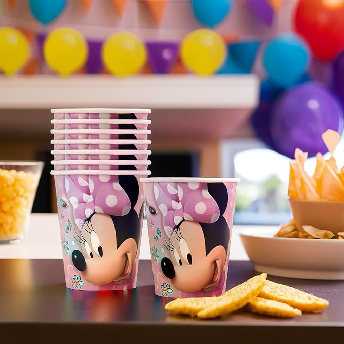 Multicolor Paper Disney Iconic Minnie Mouse Cups (9oz) 8 Count - Perfect for Birthdays & Celebrations, Stand Out & Delight Your Guests