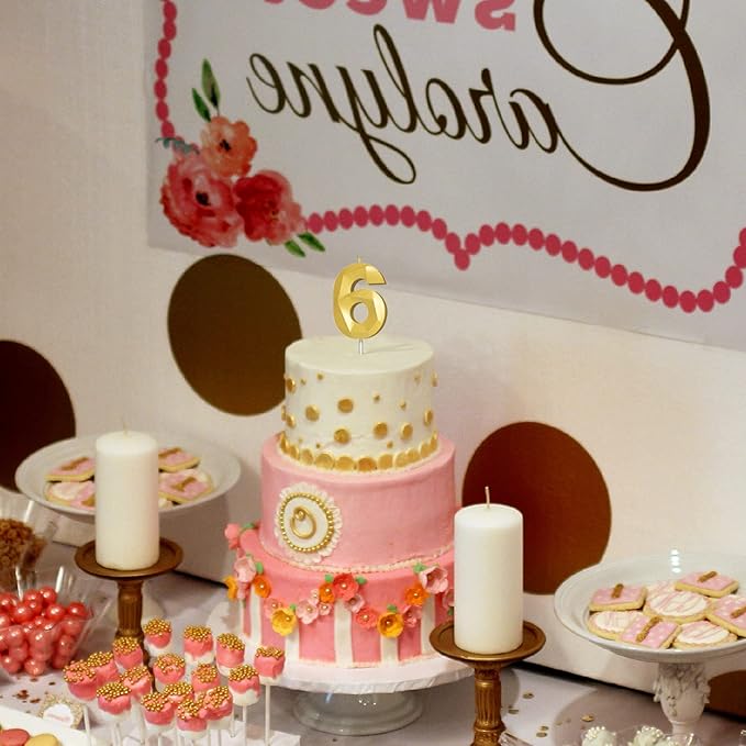 Number Birthday Candles(60 Candle Gold) 3D Diamond Shape Number Happy Birthday Cake Candles for Birthday Party Wedding Decoration Reunions Theme Party