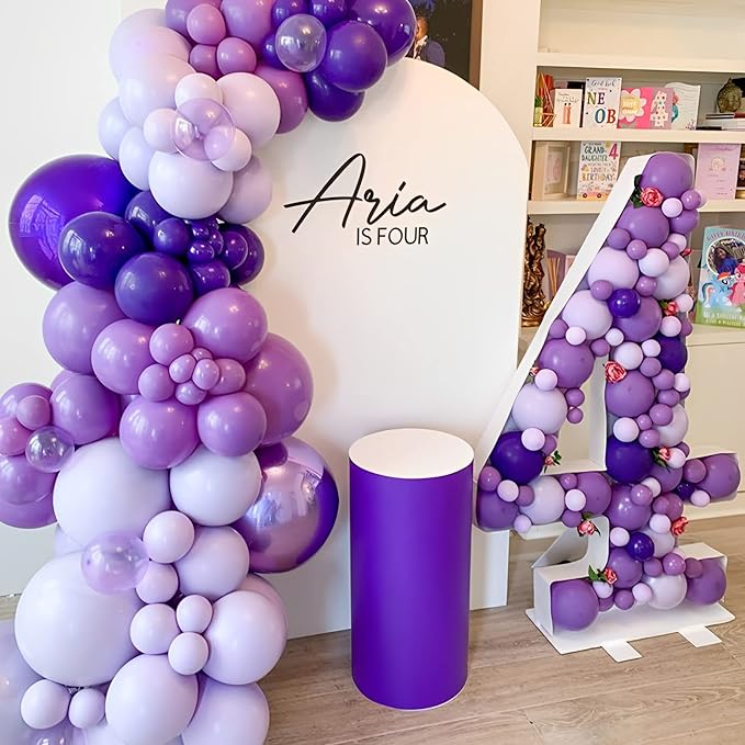Voircoloria 130pcs Dark Purple Balloons Different Sizes 18" 12" 10" 5" Party Latex Balloons for Birthday Halloween Graduation Baby Shower Anniversary Party Decorations
