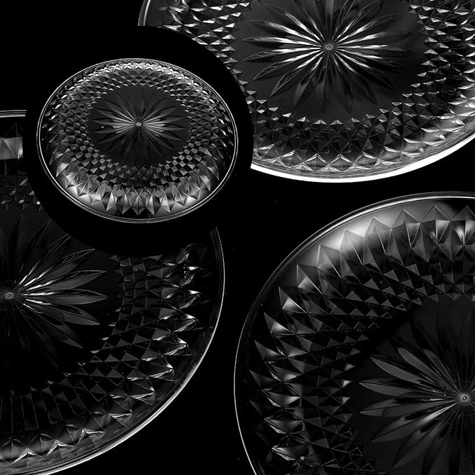10 Pack Round Plastic Serving Platters 12 Inch - Clear Plastic Serving Trays for Parties, Weddings, Birthday, Cake, Cookies, Fruits & Snacks