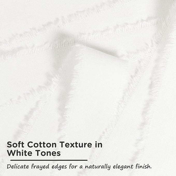 White Cotton Ribbon 1 Inch White 3 Rolls 21 Yards Frayed Edge Fabric Set for Wedding Invitations, Bridal Bouquet Wrap, Baby Shower, Christening & Gift Wrapping