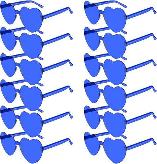 PLULON Heart Sunglasses for Women 5/12/25 Pcs, Heart Glasses Valentine Day Rimless Shaped Candy Color Fun Glasses Party Favor