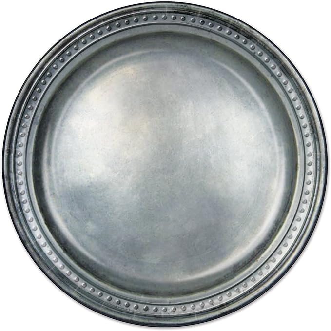 Beistle 24-Pack Pewter Paper Plates, Silver Medieval Tableware Accessories, Royal Knight Halloween Parties & Festive Castle Themed Events, 9"