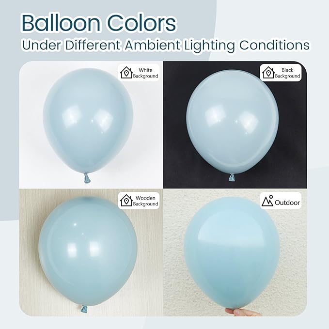 Awenztech 110pcs Dusty Blue Balloons, 18 12 10 5 inch Dusty Blue Balloons Different Sizes Balloon Arch Kit for Bridal Shower Gender Reveal Baby Shower Birthday Party Decorations