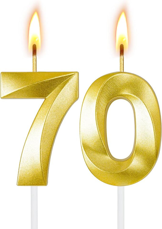 70th Birthday Candles for Cake,Birthday Decorations for Him Her,Number Candles for Cake Toppers Party Anniversary