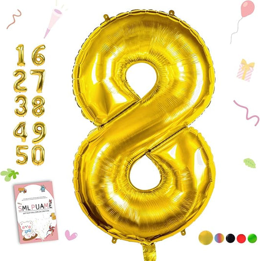 40 inch Number Balloon 0-9 Gold Large Number 8 Balloons,Digital Balloons for Birthday Party Celebration Decorations Supplies, Helium Foil Number Balloons for Wedding Anniversary