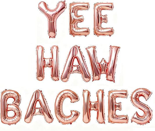 Yee haw Baches Rose Gold Balloons Bachelorette Party Decor, 16 Inch Letters Foil Mylar Balloon Banner Decor, Naughty Bachelorette Party Favors Bridal Shower or Wedding Party Supplies