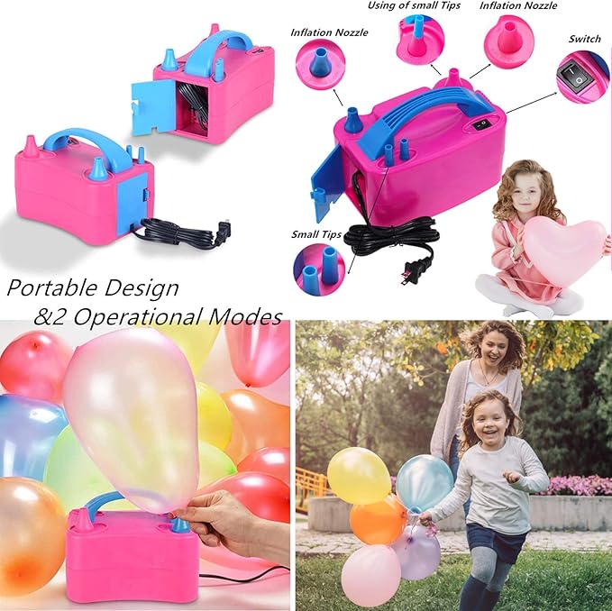 Balloon Pump, Portable Dual Nozzle Ballon Inflator Pump For Balloons 110V 600W Electric Air Pump Blower, Balloon Arch kit &Balloon Garland kit, Balloons For Parties/ Birthday Balloons Set (large)