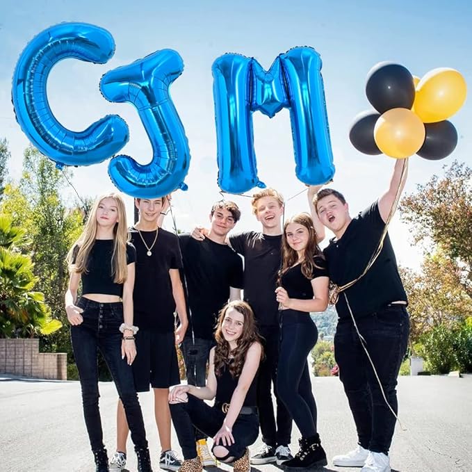TONIFUL 40 Inch Large Blue Letter MBalloons Giant Alphabet Letter Balloons,Foil Mylar Big Balloons for 2026 Graduation Birthday Party Anniversary New Year Graduation Supplies Decorations