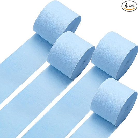GCB Blue Crepe Paper Streamers for Party Decorations 4 Rolls 328ft,Blue Crepe Paper for Wedding Decorations, Birthday Decorations, Baby Shower Decors Art Crafts DIY Supplies (1.8 Inch x 82 Ft/Roll)