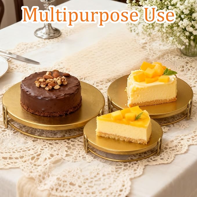 3Pcs Metal Cake Stand 8/10/12 Inches Dessert Stands Cupcake Display Stands Dessert Table Decoration Dessert Trays for Birthday Party Afternoon Tea Serving Plates（Gold）
