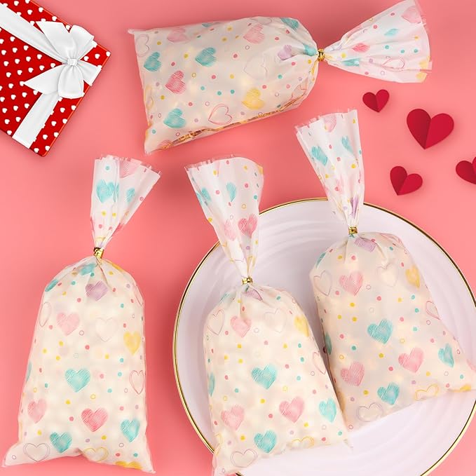 iNINGER Love Cellophane Bags,50 Pcs DIY Biscuit Cookie Decoration,Valentine's day Candy for Wedding,Festival activities and Baby Shower Birthday Decoration