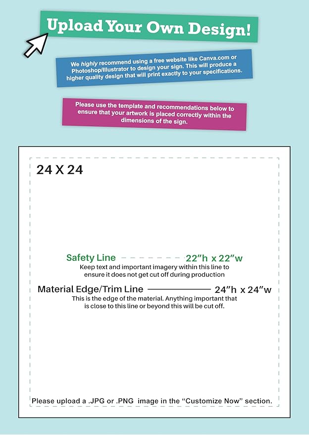 CustomForMe Personalized Vinyl Banner – Vinyl Printed Customizable Banner for Indoor and Outdoor Use (2'x2')