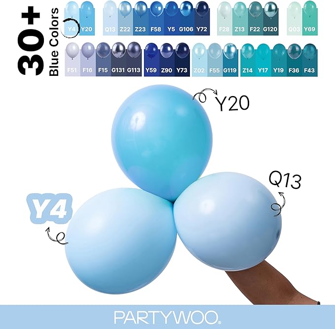PartyWoo Light Blue Balloons 140 pcs Different Sizes of 18 12 10 5 Inch Baby Pastel Sky Blue Balloon Arch Kit Garland for Graduation Baby Shower Gender Reveal Birthday Party Decorations Blue-Y4