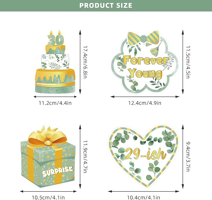 30th Birthday Photo Booth Props Signs,25pcs Sage Green and Gold Birthday Party Selfie Props with Sticks for Her Women,Dirty Thirty,Greenery Happy 30th 30 Birthday Party Decorations Supplies Favors