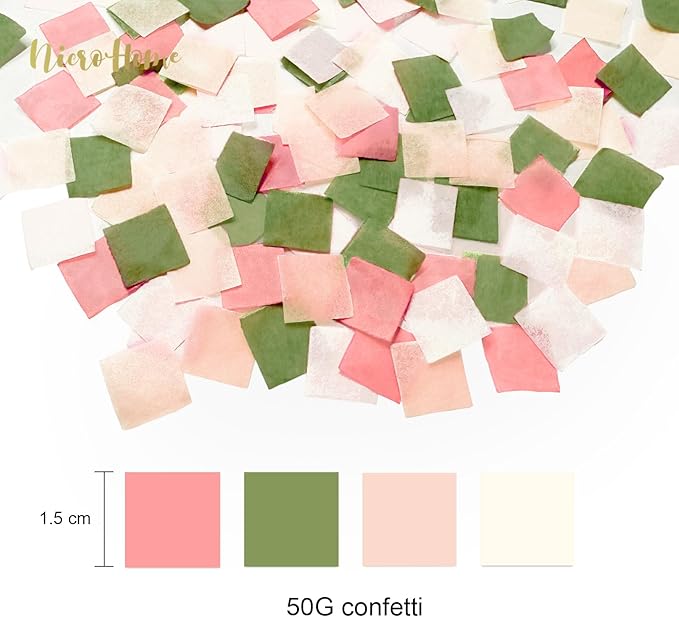Wedding Party Decorations, 27 PCS Pink Sage Green Tissue Paper Pom Poms, Circle Dots Garland Paper Tassels Hanging Decor for Baby Shower Bridal Shower Engagement Birthday Party Supplies