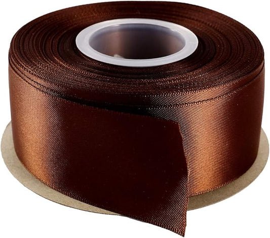 ITIsparkle 11/2" Inch Double Faced Satin Ribbon 25 Yards-Roll Set for Gift Wrapping Party Favor Hair Braids Hair Bow Baby Shower Decoration Floral Arrangement Craft Supplies, Brown Ribbon