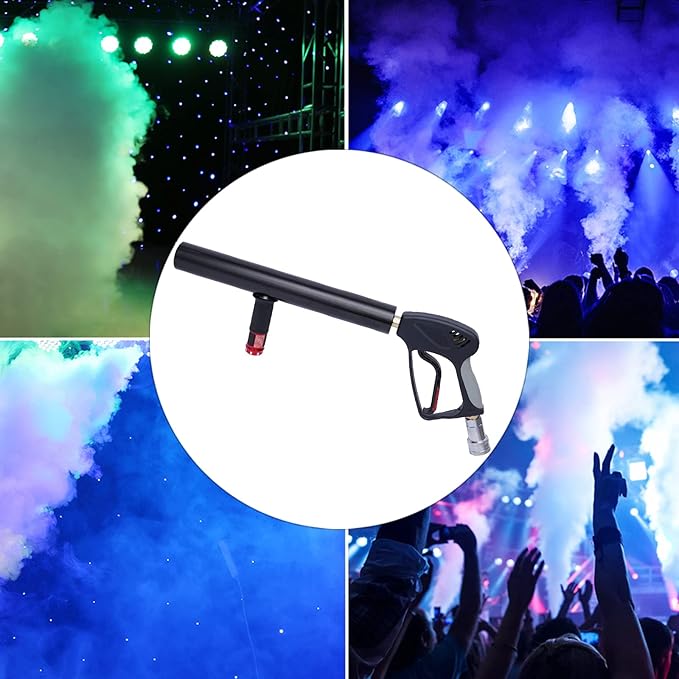 CO2 Jet Machine 16-33ft Spraying RGB LED Light CO2 Cryo Cannon Gun Stage Effect Smoke Fog Machine Club Bar DJ Effects Smoke Gun Fog Gun with 10ft Hose