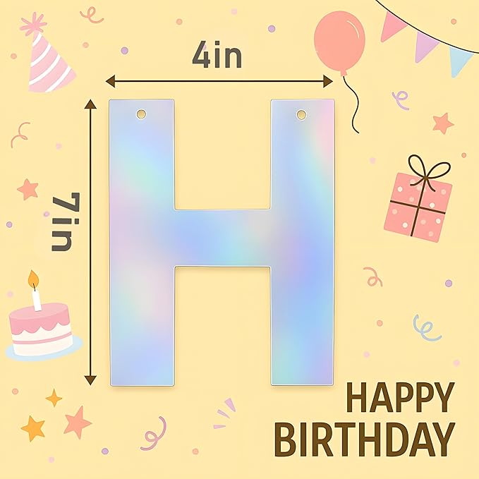 Happy Birthday Banner,Iridescent Birthday Signs Banners for Parties, Kids, Girls, Boys, Women, Adults, Colorful Birthday Decorations&Party Supplies and Hanging Decor