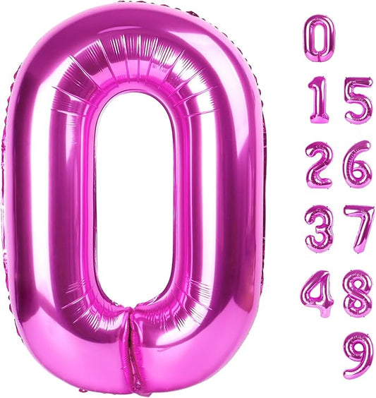 Number 0 Balloons 40 Inch Rose Purple Number Balloons for 10 20 30 40 50 60 70 80 90 100 Numbers Balloon Birthday Decorations Wedding Event Baby Shower