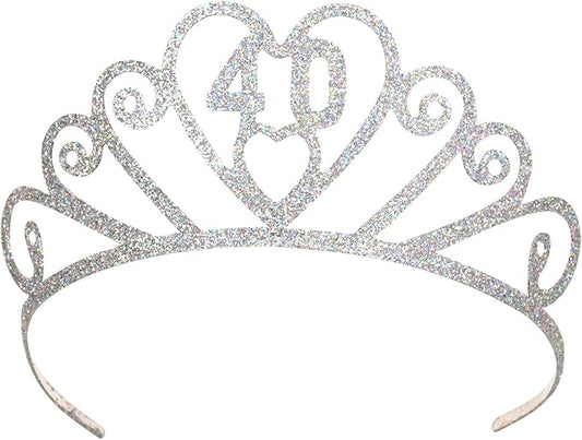 Glittered 40 Tiara Party Accessory (1 count) (1/Pkg)