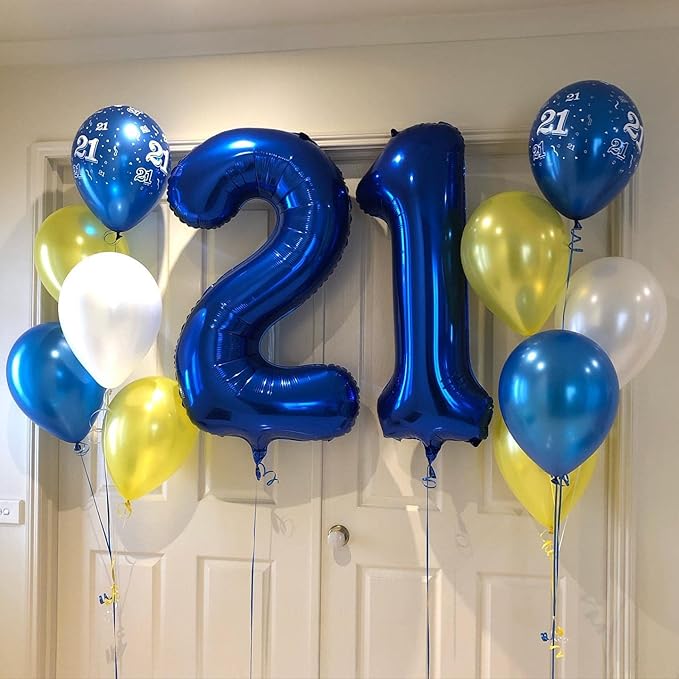 40 Inch Navy Blue 21 Number Balloons Giant Jumbo Huge 12 or 21 Foil Mylar Helium Number Digital Balloons Dark Blue Birthday Mylar Digital Balloons 12th 21st Birthday Anniversary Events Party