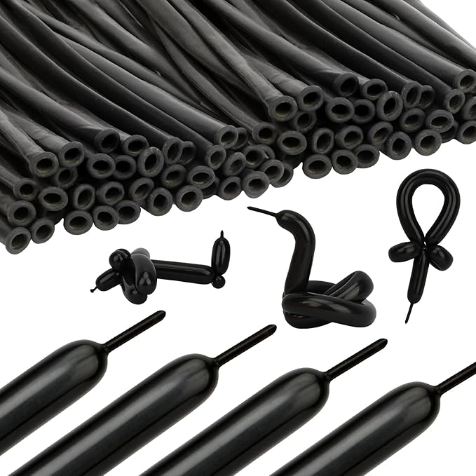 Black Balloons 100 Pcs - 260 Long Balloons for Tying Arch, Twisting & Decorating Birthdays, Halloween, Weddings & More