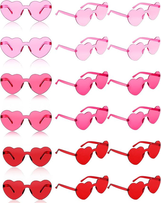 Frienda 20 Pairs Heart Shaped Sunglasses Rimless Candy Color Glasses for Women Men Party Favor