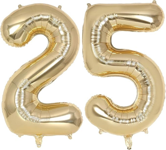 Champagne Gold Large Number 25 Balloon, 40 Inch Light Gold Foil Helium Number Balloons, Giant Mylar Number 25 Balloons for 25 Years Old Birthday Party Anniversary Decorations (Champagne Gold 25)