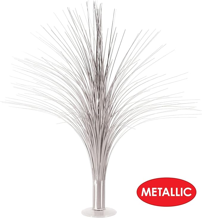 Beistle 2-Pack Metallic Spray Centerpiece, Shimmering Silver Decoration for New Years, Awards Night, & Birthday Parties, Table Decor for Events, 19”