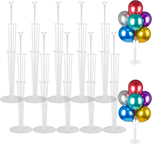 Voircoloria 10 Sets Balloon Stand Kits, Balloon Sticks Holders with Base for Table Graduation Birthday Baby Shower Gender Reveal Party Decorations