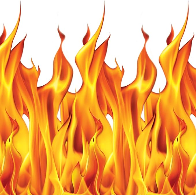 Beistle Plastic Flame Wall Backdrops, 4’ x 30’, 3 Pack – Photo Backdrop, Easy to Adhere Wall Covering, Party Decor, Burning Fire Photography Background for Birthdays, Holidays & Events