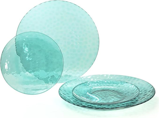 " OCCASIONS " 240 Plates Pack,(120 Guests) Heavyweight Premium Disposable Plastic Plates Set -120 x 10'' Dinner + 120 x 7'' Salad/Dessert (Coastal Clear Blue)